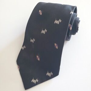Vintage Polo Ralph Lauren Hand Scottie Dog Black Neck Tie